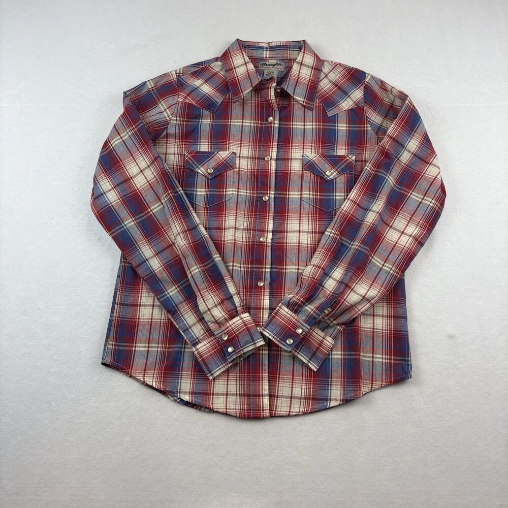 Vintage Wrangler Western Pearl Snap Womens M Plaid Long Sleeve Dual Pocket - Picture 3 of 8